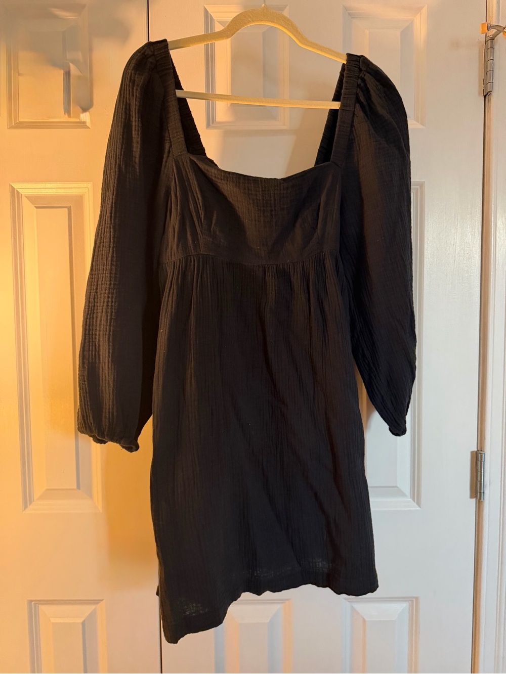 J. Crew Black Square-Neck Long Sleeve Mini Dress